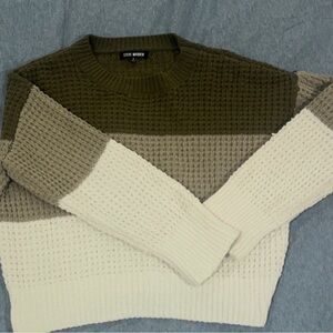 Steve Madden Women’s Crewneck Sweater - Olive, Taupe, and Ivory